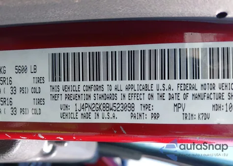 2011 Jeep Liberty Sport z USA, uszkodzony, nr VIN 1J4PN2GK8BW523098